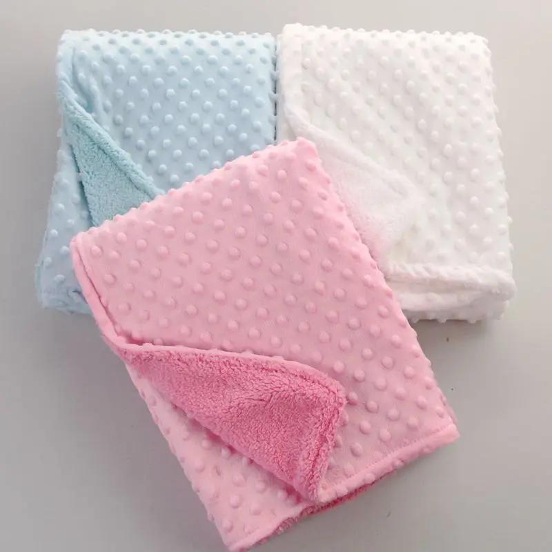 Newborn Infant Warm Blanket & Beanie–Soft Fleece Thermal Fabric White/Pink Multi-Functional Stroller Cover Swaddle & Bath Towel