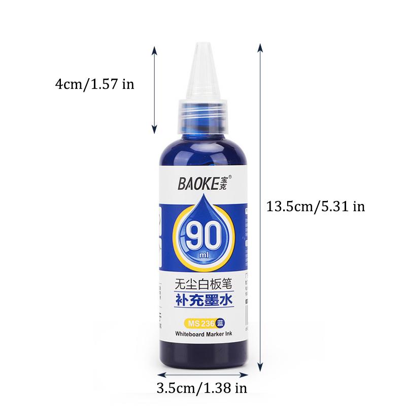 

1 Box 90ml Whiteboard Marker Ink Refill Fluids Red Blue Black Colors Compatible with All Erasable Whiteboard Markers синій