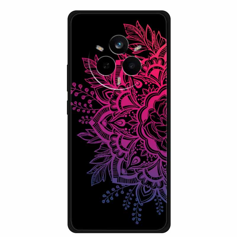 For Realme 14 Pro Case Luxury Phone Cover For Realme 14 Pro+ Cute Floral Black Silicone Soft Case TPU Funda Realme 14 Pro Plus