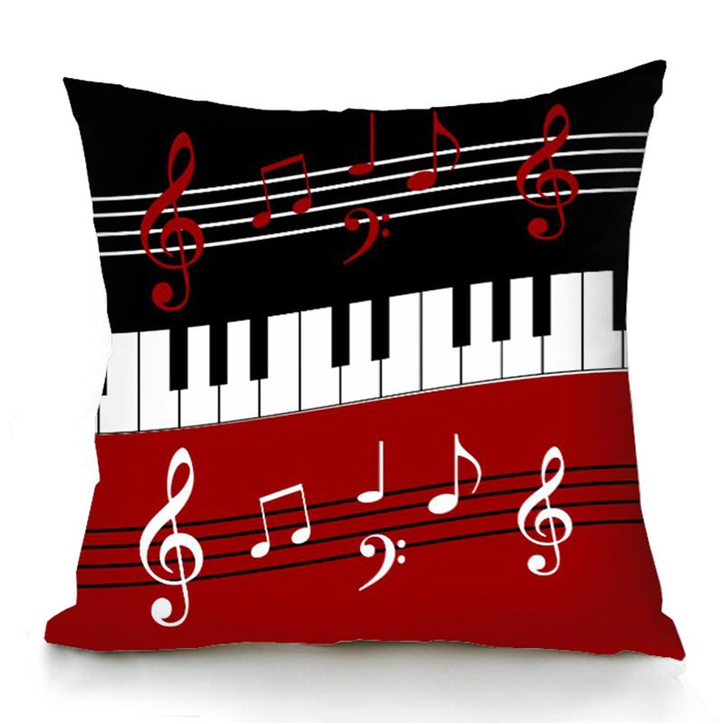 Retro Speaker Piano Rock Black White Cushion Cover Home Sofa Chair Pillow   Music Pop Band