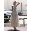 Sleeveless neck sling dress children's summer new seaside vacation style waist thin French temperament long dress