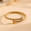 Retro Personality Evil Eye Micro Inlay Zircon Double Heart Bangles for Women Gold Color Stainless Steel Twist Bracelet Jewelry