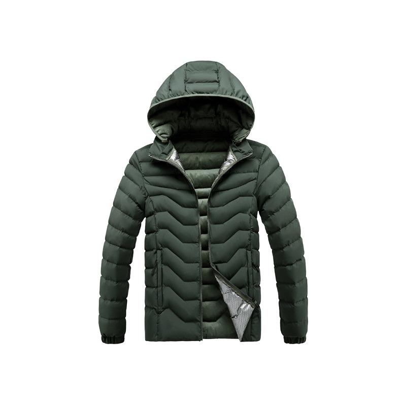 

Cotton-padded men s winter solid color graphene removable cap fleece thickened hooded jacket men s 4XL