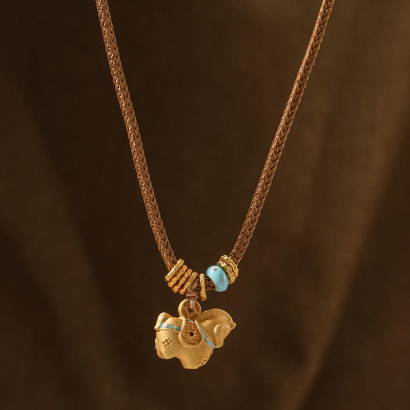 Vintage Ethnic Style Horse Pendant Necklace Lucky Jewelry Women