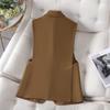 Loose Fit British Style Double Back Slit Vest Sleeveless Jacket Casual Korean Coat