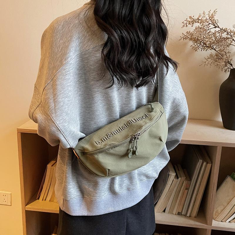 Crossbody Bag Women's Cycling Sports Breast Bag Women's Casual Versatile Canvas Dumpling Bag Satchel Waist Bag Men