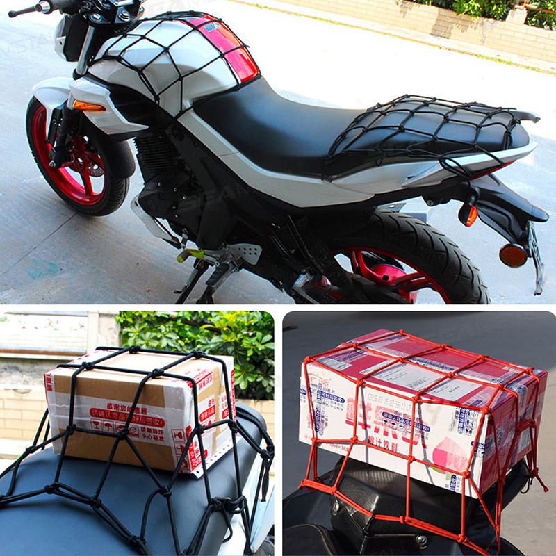 SEAMETAL Motorcycle Luggage Net Hold Fuel Tank Helmet Storage Trunk Bag Elastic Mesh with 6 Adjustable Hooks