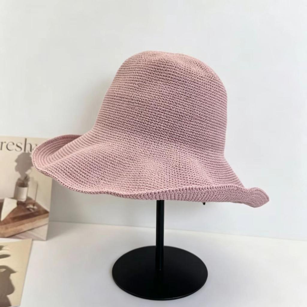 Ultra-fine Woven Handmade Grass Woven Bucket Hat Women's Travel Big Eaves Fake Sunscreen Visor Summer Lafite Straw Hat