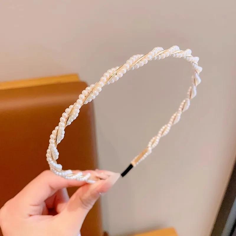 Mode Full Pärla Hårband Elegant Enkelt Blomma Kvinnor Hårbygel Band Pannband Infattning Flickor Håraccessoarer Huvudsmycke