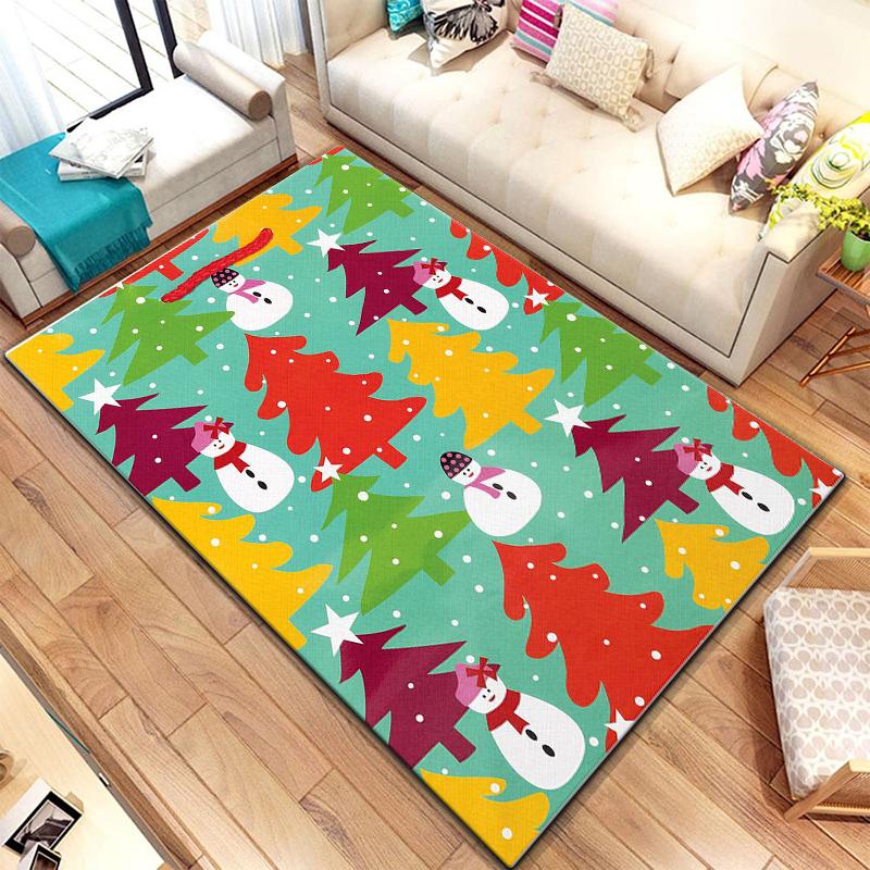 Art Snow Christmas HD-bedruckter großer Teppich, Teppich für Wohnzimmer, Schlafzimmer, Sofa, Dekoration, rutschfeste Fußmatten