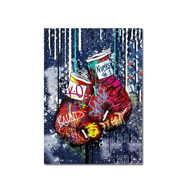

Боксерские перчатки Холст Живопись Поп Граффити Арт Постер Принт Абстрактное Настенное Искусство Подвесная Картина для Современной Гостиной Домашний Декор 40x50cm No Framed