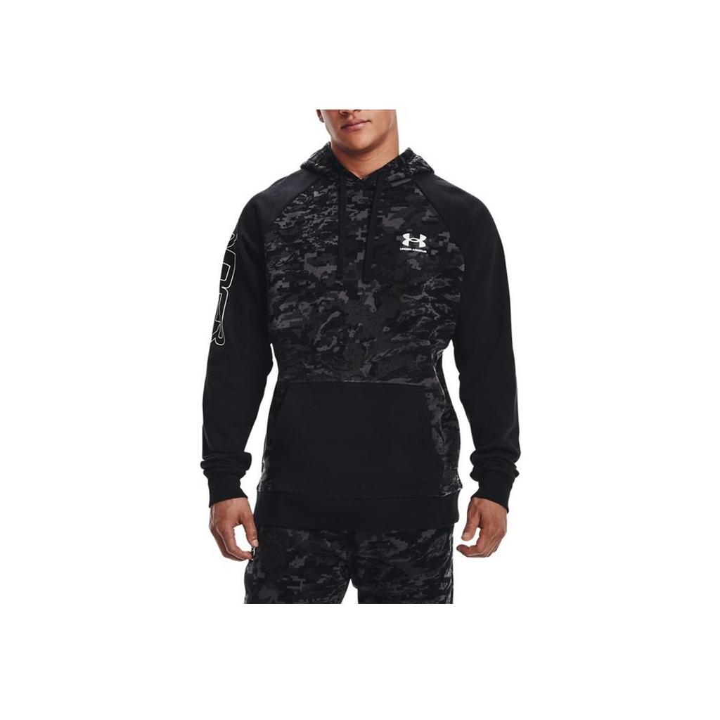 Under Armour Rival Camo Script Fleece Hoodie Men Hoodies Black 1366308-001