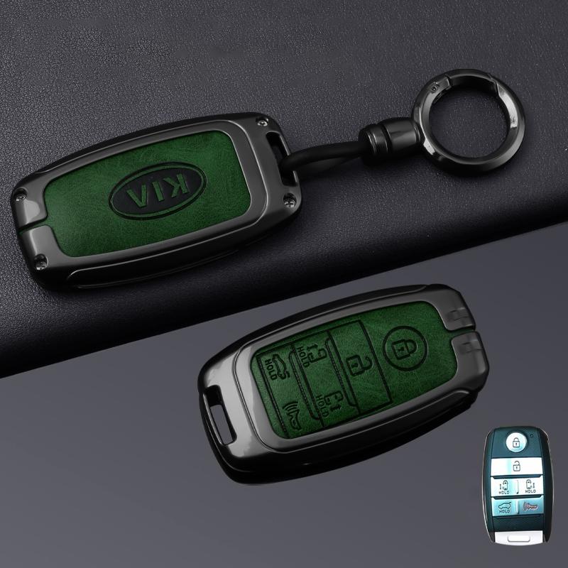 2026 Hot Car Sticker Zinc Alloy Leather Car Remote Key Case Cover Holder Shell For KIA Sedona Grand Carnival Sorento Protector K