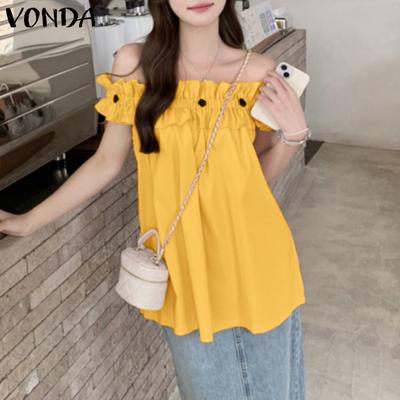Blouses d'été pour femmes à épaules dénudées, à volants et à manches courtes