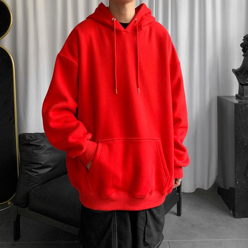 Solid Color Sweater Spring And Autumn Hong Kong Style Couple Hooded Jacket Loose Trend Student Autumn Clothes