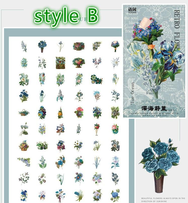 60 Pcs/pack Vintage Plants Floral Journal Decorative Stationery Stickers Scrapbooking DIY Diary Album Stick Label