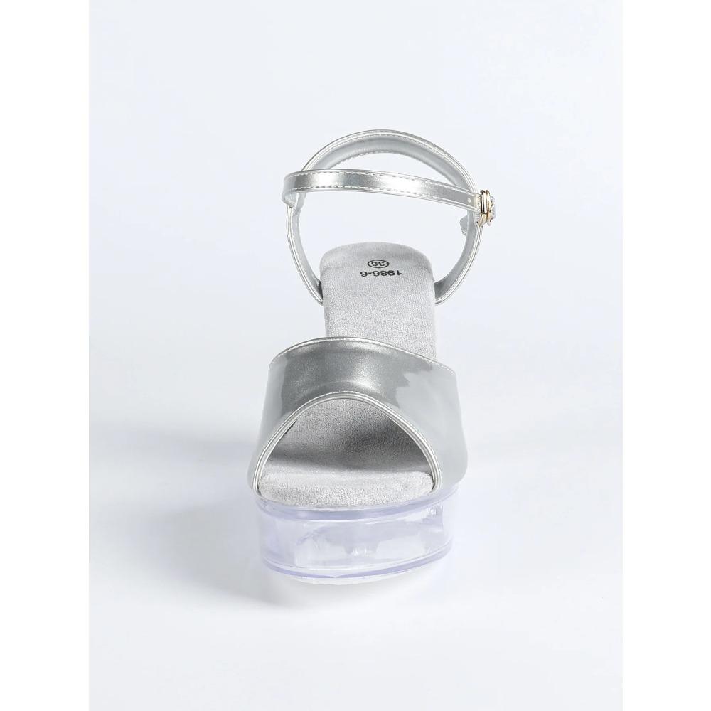 Women's 12cm Clear Heel Slide Sandals - Chunky Platform Sexy Shoes for Stage Runway & Outdoor LFD-19866-12
