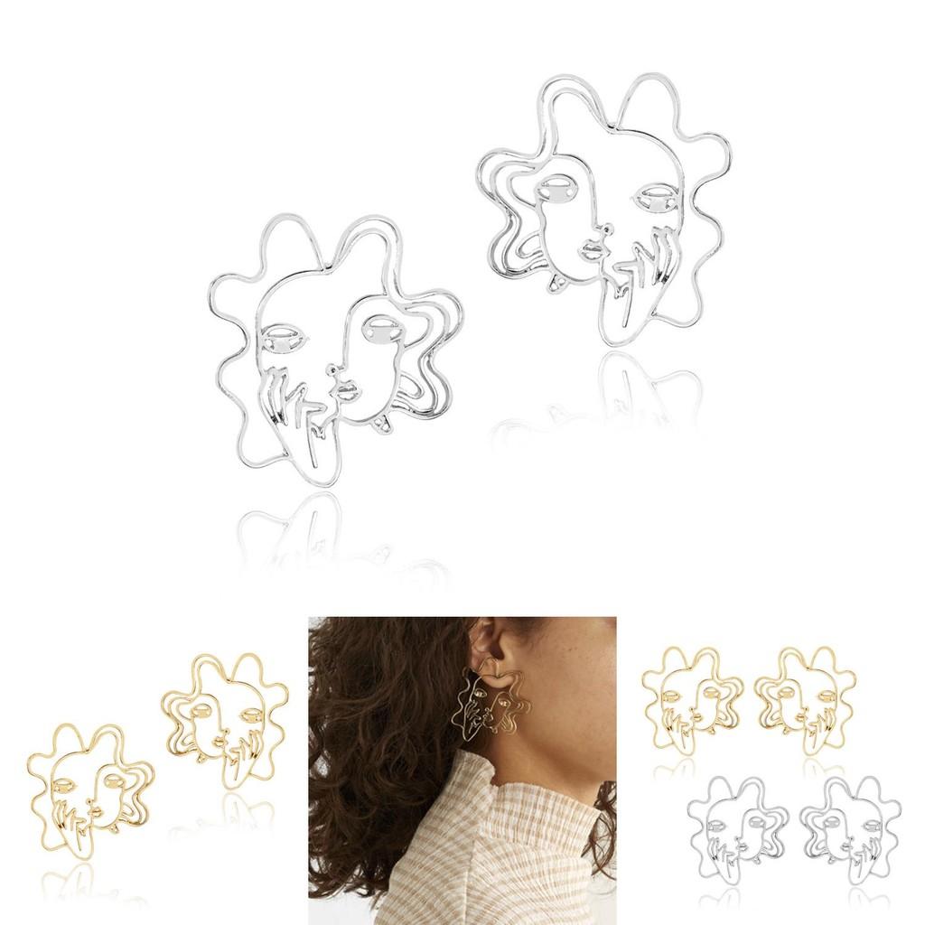 Contemporary Alloy Face Earrings Fashionable Minimalist Design For Women