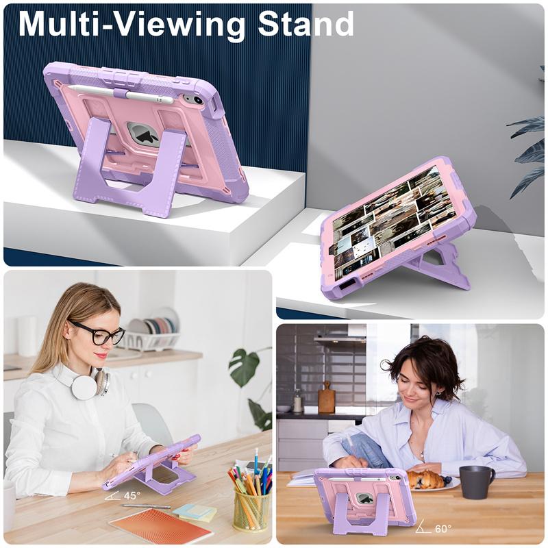 Rugged Stand Case For iPad A16 11th 2025 10th 10.9 2022 10.2 7th 8th 9th Air 4 5 6 M2 M3 Mini 6 7 Pc Silicone Anti-Slip Cover