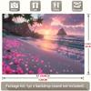 Dreamy Pastel Beach Tapestry, Enchanted Sunset Shore with Pink Petals and Sparkling Waves, Whimsical Coastal Wall Art