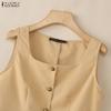 ZANZEA Canottiere Casual da Donna con Scollo a U, Colore Unico, Vestibilità Larga, Senza Maniche