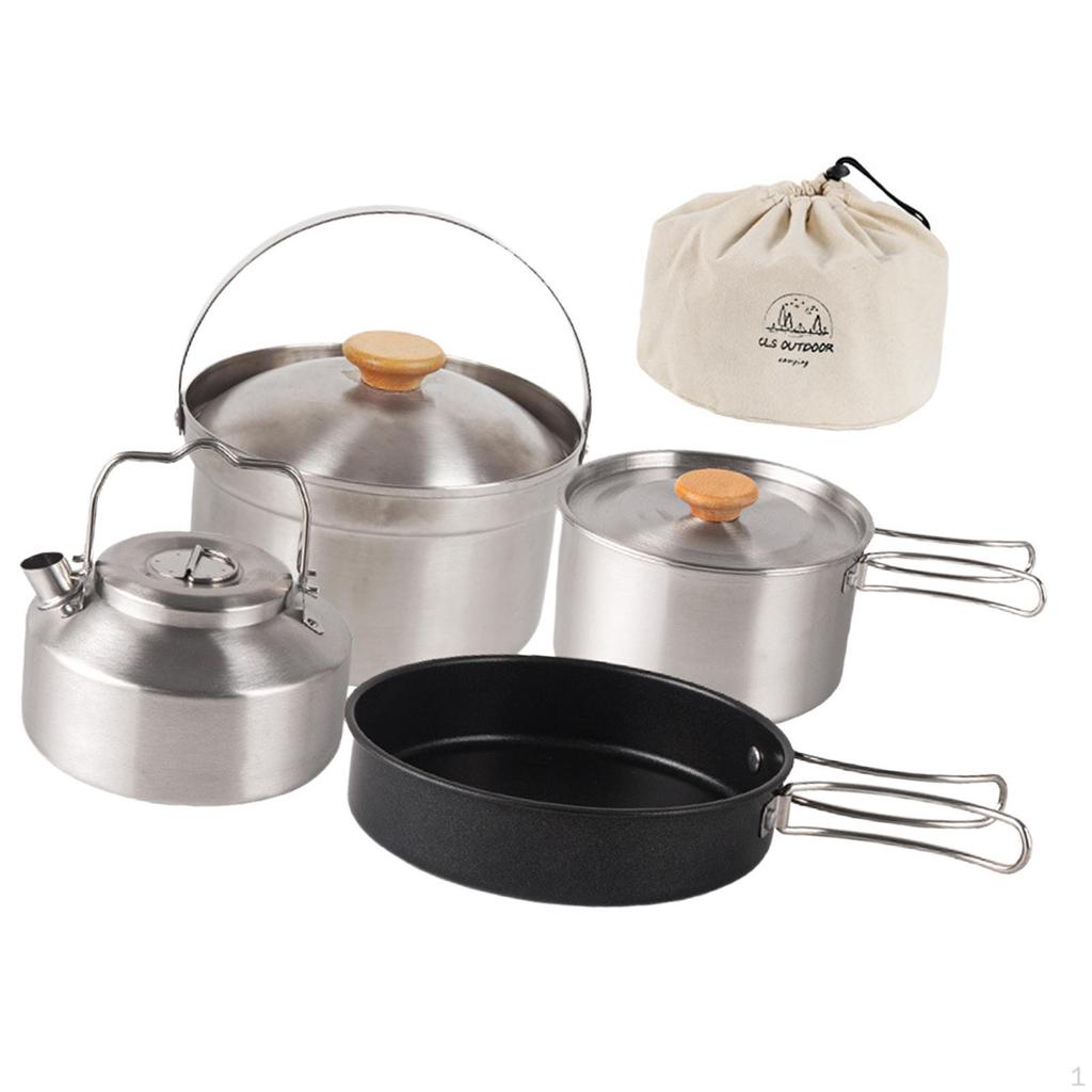 Camping Cookware Set, Fry Portable, Cooking Set Kitchen Utensils Outdoor Cook Gear Pot and