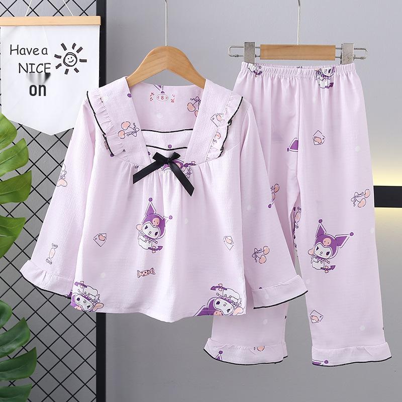 Cross-Border Girls' Cotton Cartoon Pajama Set - Long Sleeve Princess Homewear for Spring and Autumn.