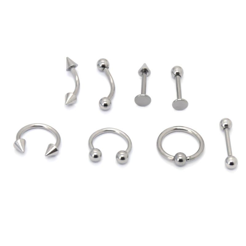 European and American Style Stainless Steel Nose Ring and Stud Earrings for Body Piercing