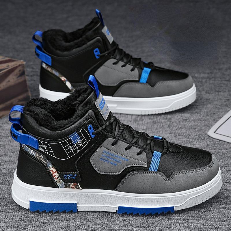 Men's Casual Sneakers 2024 Winter Fleece Warm Snow Boots for Men High Top Thick Bottom Non-slip Running Shoes Outdoor Sport Shoe