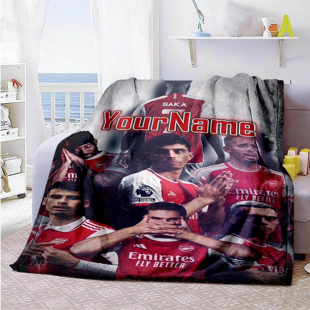 Arsenal Personalized Text Blanket Gift Personalized Blanket Comfortable Perfect for Office Chair Sofa Livingroom Bedding Four Seasons Multipurpose