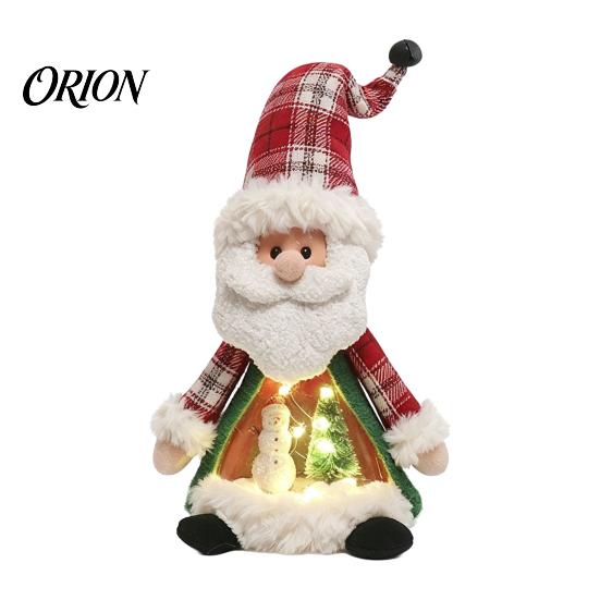 Cute Winter Seasonal Ornaments Lighted Christmas Doll Decoration, Plush Santa Claus/Snowman/Reindeer Figurine with Holiday Home Interior Decor