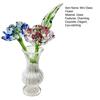 Mini Glass Flower Figurine Hand Blown Small Faux Crystal Carnation/Lily/Peony Flower Bouquet In Vase for Mother's Day Birthday Table Centerpiece