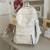 Schoolbag Bow Printed Student School Bag Women's Large Capacity Lightweight Backpack Junior High School Girls Campus Style Leisure Backpack