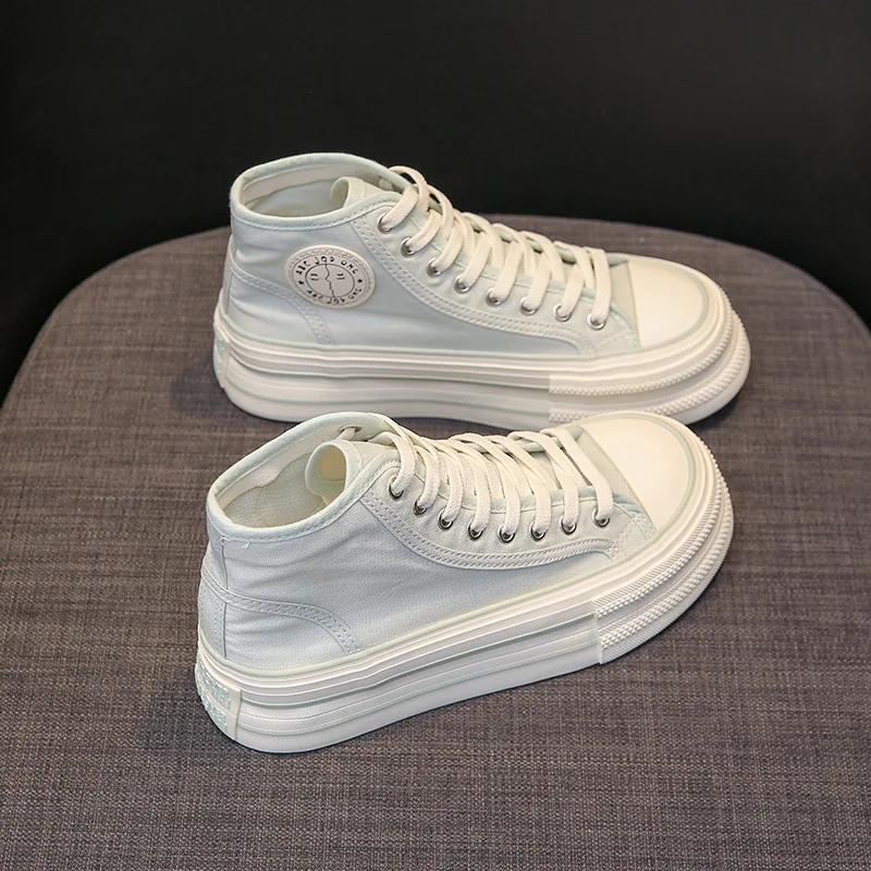 Modische Damen Canvas Schuhe High Top Lässige Bequeme Schuhe für Damen 2024 Plateau Vielseitige Sneaker Personalisierte Skate Schuhe