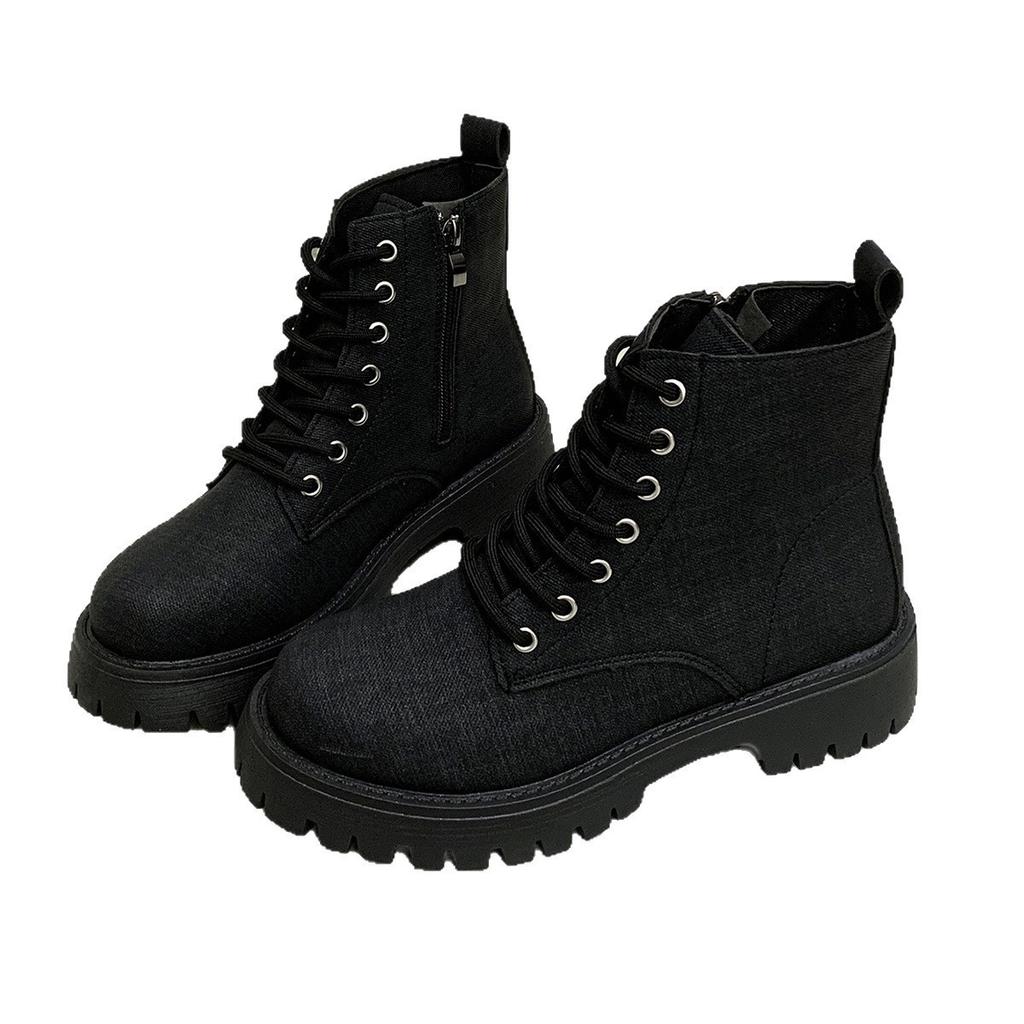 Autumn large size retro style short tube lace-up Martin boots women's foreign trade thick heel thick sole round head knight cowboy boots