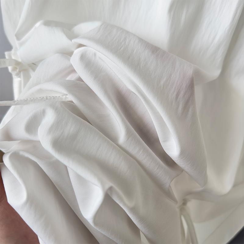 

Summer New Pleated Design Bow Straps Fashionable Personality Skirt Women S білий