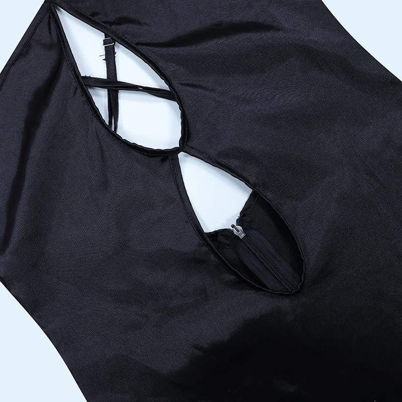 Kobiety Satin Sexy Backless Cut Out Slip Party Night Club Stroje urodzinowe Maxi Dress