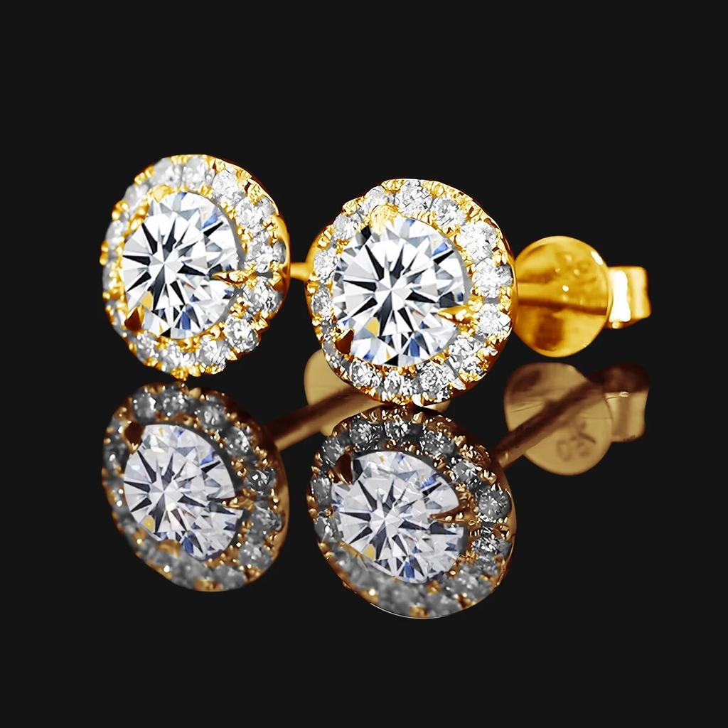 D cor 1.2CT Moissanite Stud Brincos para Mulheres Banhado a Platina Prata Esterlina Diamante Brincos de Orelha Jóias Finas de Casamento
