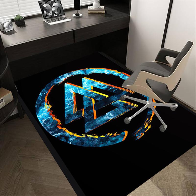 1pc Ice Fire Themed Rug for Home Decor, Non-slip Office Carpet, Chair mat, Outdoor Mat, Christmas and Halloween gifts-0731098