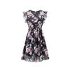 EastRogue Spring and Summer Lotus Short Sleeve Chiffon Print Casual Dress Woman