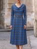 Autumn and Winter European and American New Women's Clothing Plaid Long Dress Printed Women's Clothing Dress Women