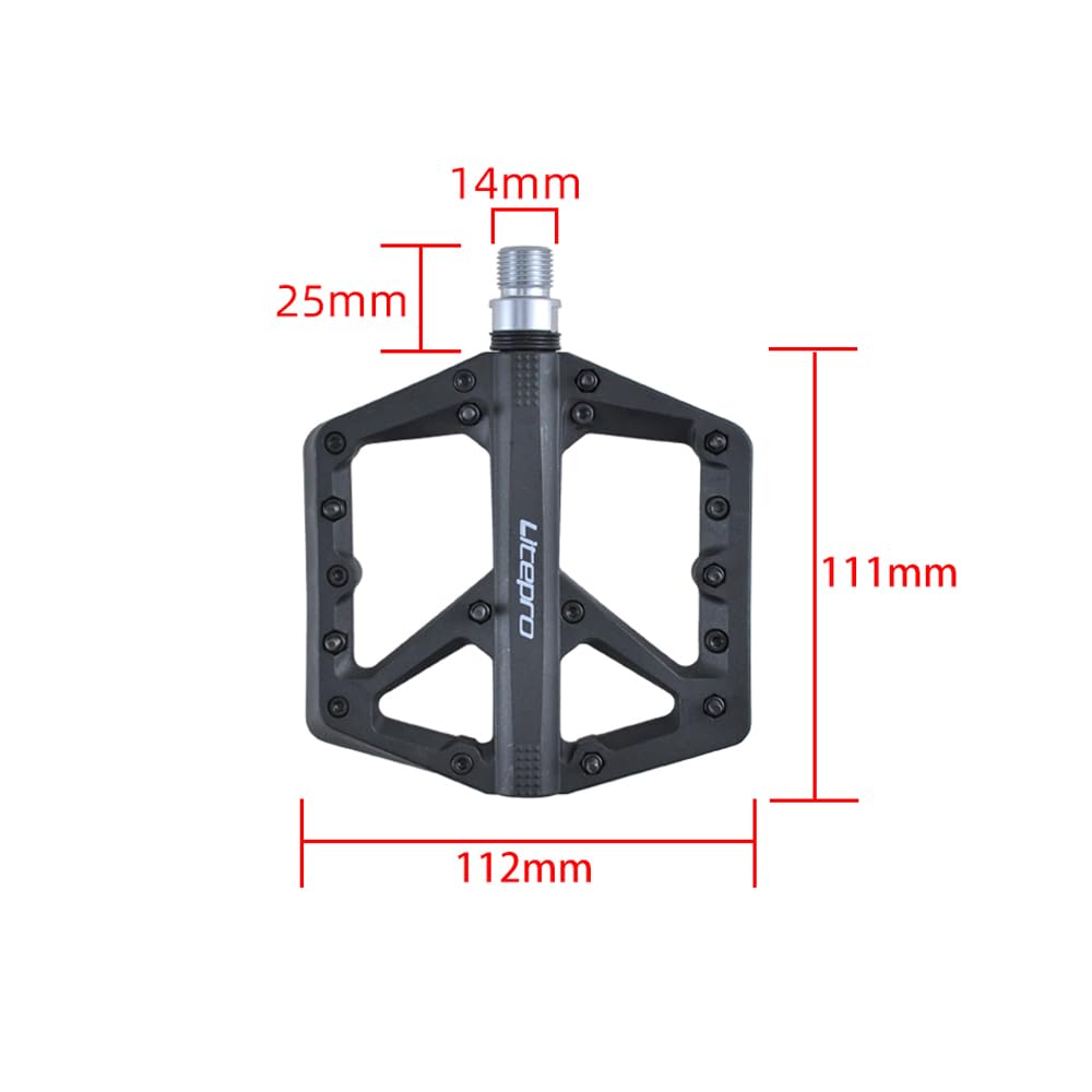 Nylon fiber bicycle pedals with sealed large surface for road mountain and BMX left and right set bearings, area, non-slip, bikes, bikes, (9/16"),