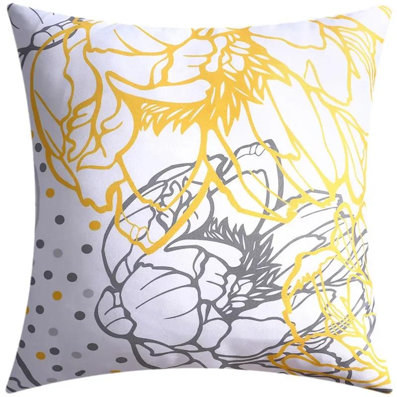 Nordic Yellow Gray Printed Pattern Pillowcase Home Sofa Living Room Office Decoration Cushion Cover