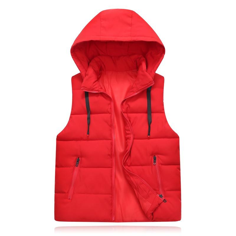 

Молодые и молодые студенты, экипировка, жилет большой версии, мужской зимний хлопковый жилет, жилет, жилет, утолщенная куртка, капюшон можно снять XL (100-60 kg) красный