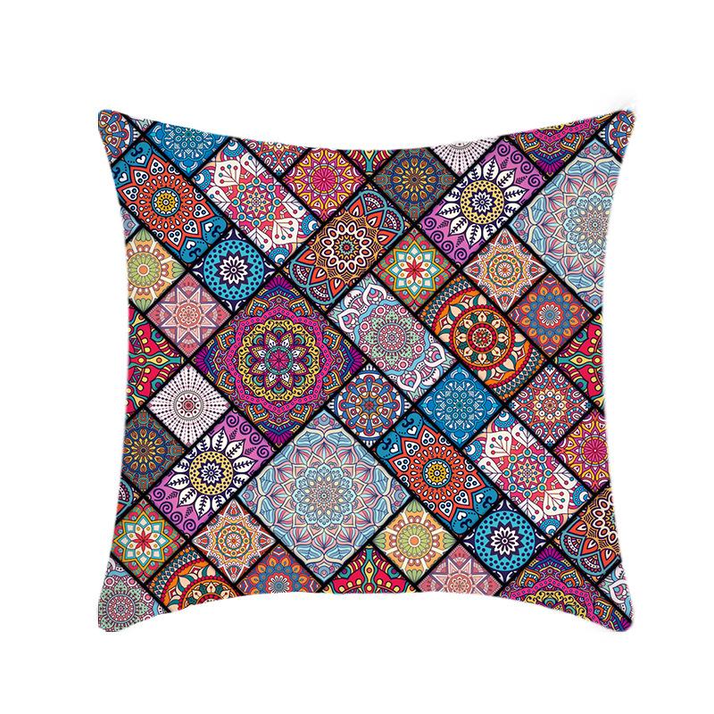 Spliced Colorful Mandala Traditional Ethnic Pattern Car Throw Pillows, Sofa Bay Window Pillow Covers and Cushions