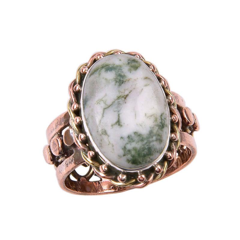Piatră prețioasă Opal Dendritic Natural Argint Sterling Masiv 925 Inel Bicolor S.9 K9c30