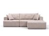 Modular Corner Sofa, Stool Positionable Left or Right, Square Armrests, Includes 2 Cushions, No Assembly, Living Room, Bedroom & Apartment, Beige