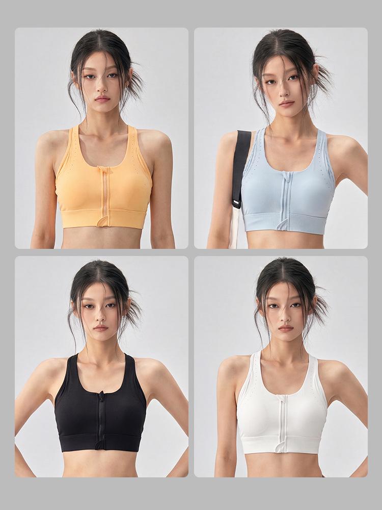 Shockproof Racerback Yoga Tank with Integrated Zip Bra for Large Busts