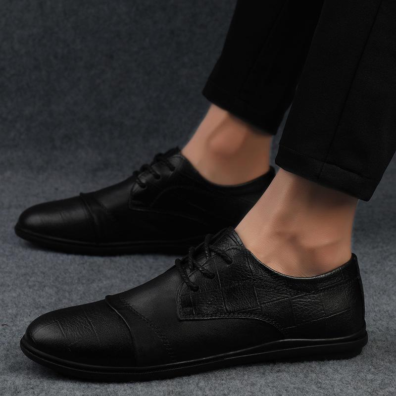 Men's Shoes Men's Business Dress Leather Shoes Men's Cowhide Trend Soft-soled Casual Shoes Men's Foreign Trade Large Size Small Leather Shoes