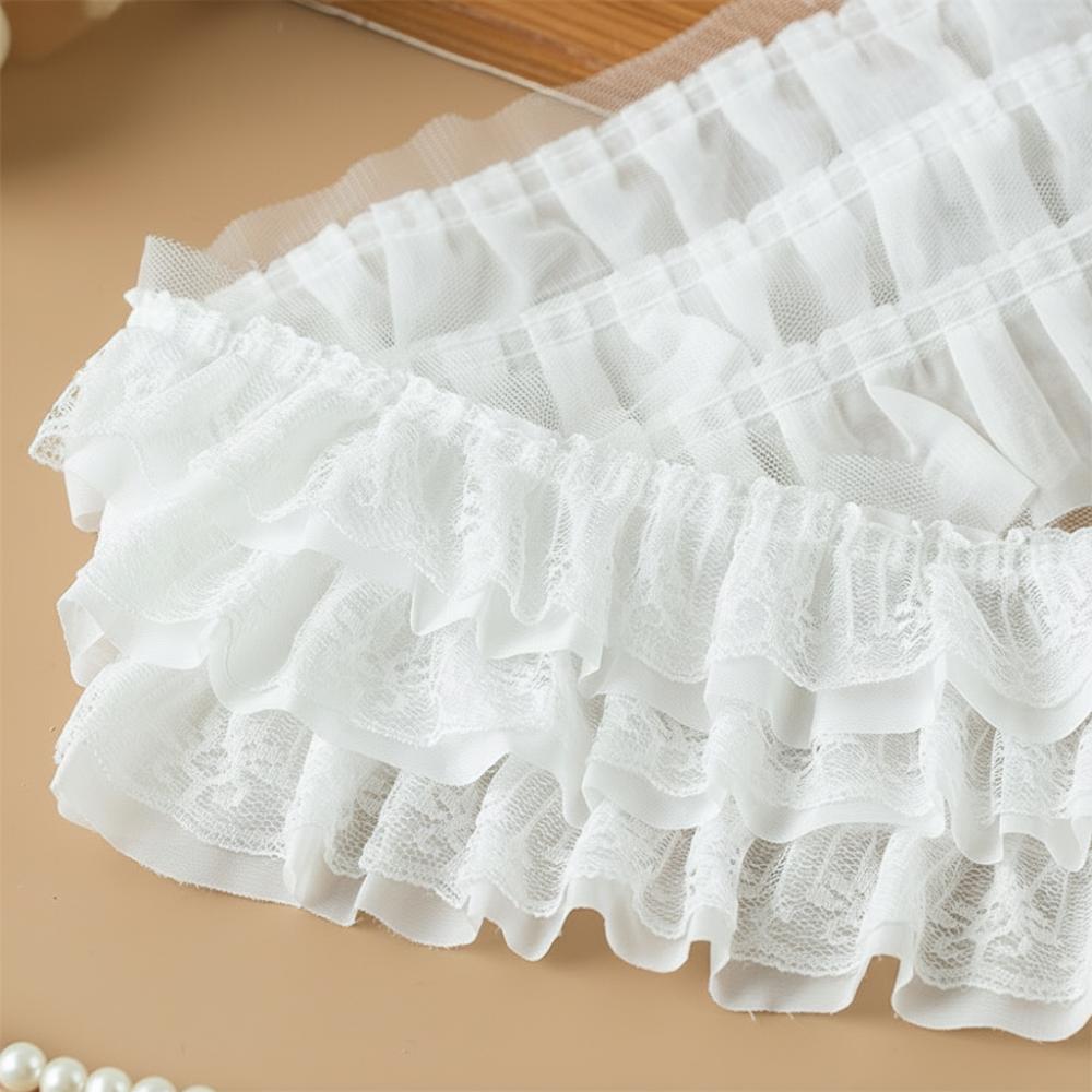 13CM Wide 3D Pleated Mesh Chiffon Fabric White Black Ruffled Lace Trims  DIY